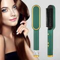 professional heated hair straightening brush with ceramic bristles