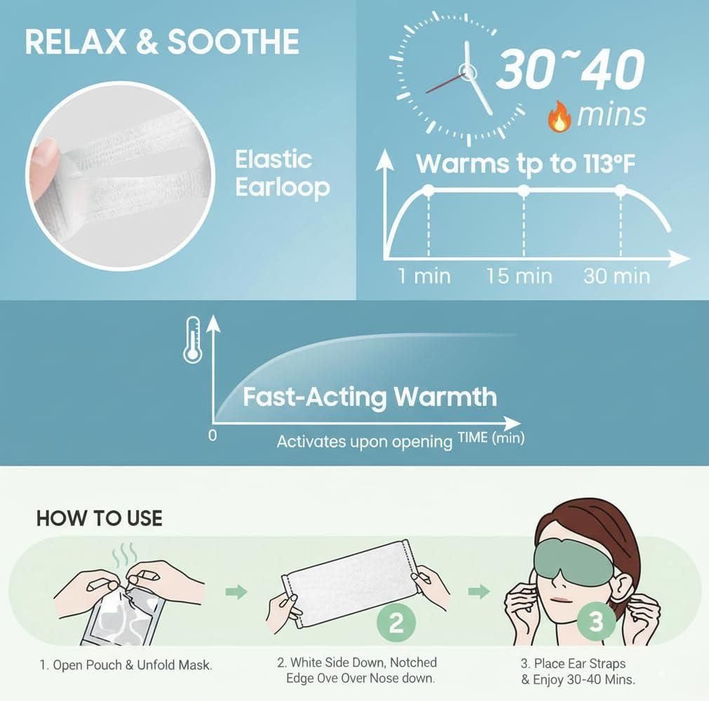 😌 Steam Eye Mask – Pack of 2